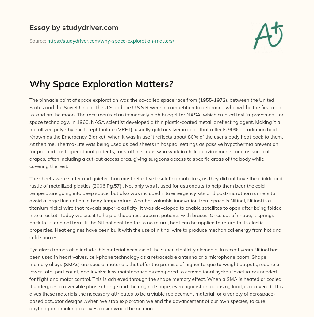 Why Space Exploration Matters? essay