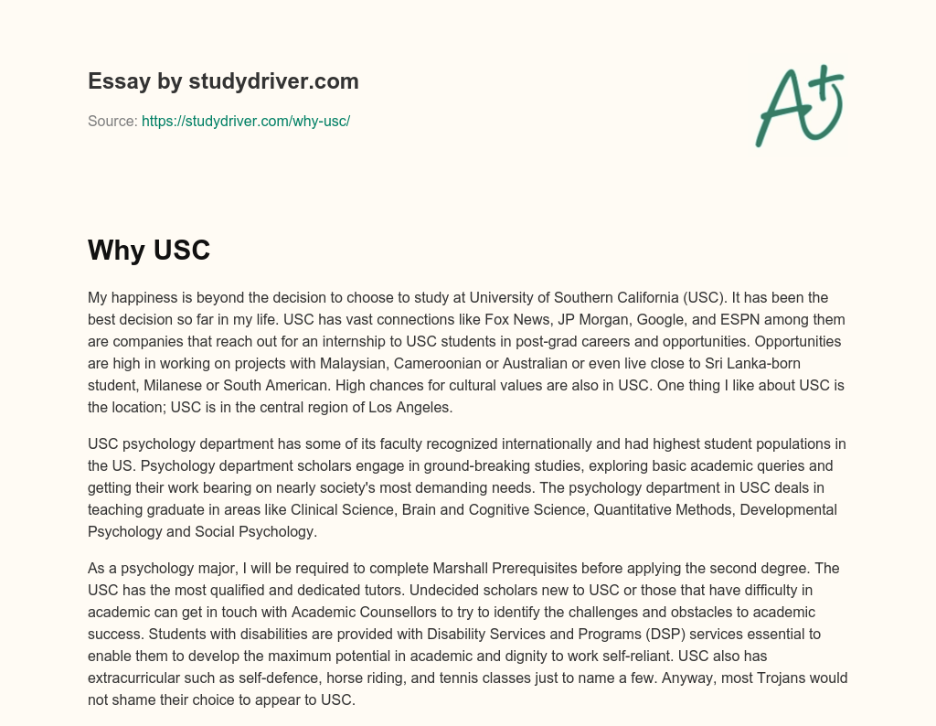 Why USC essay