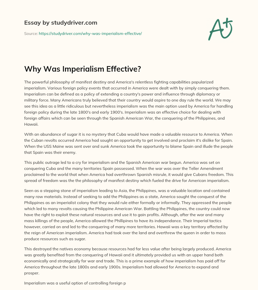 Why was Imperialism Effective? essay