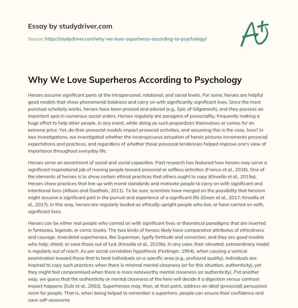Why we Love Superheros According to Psychology essay