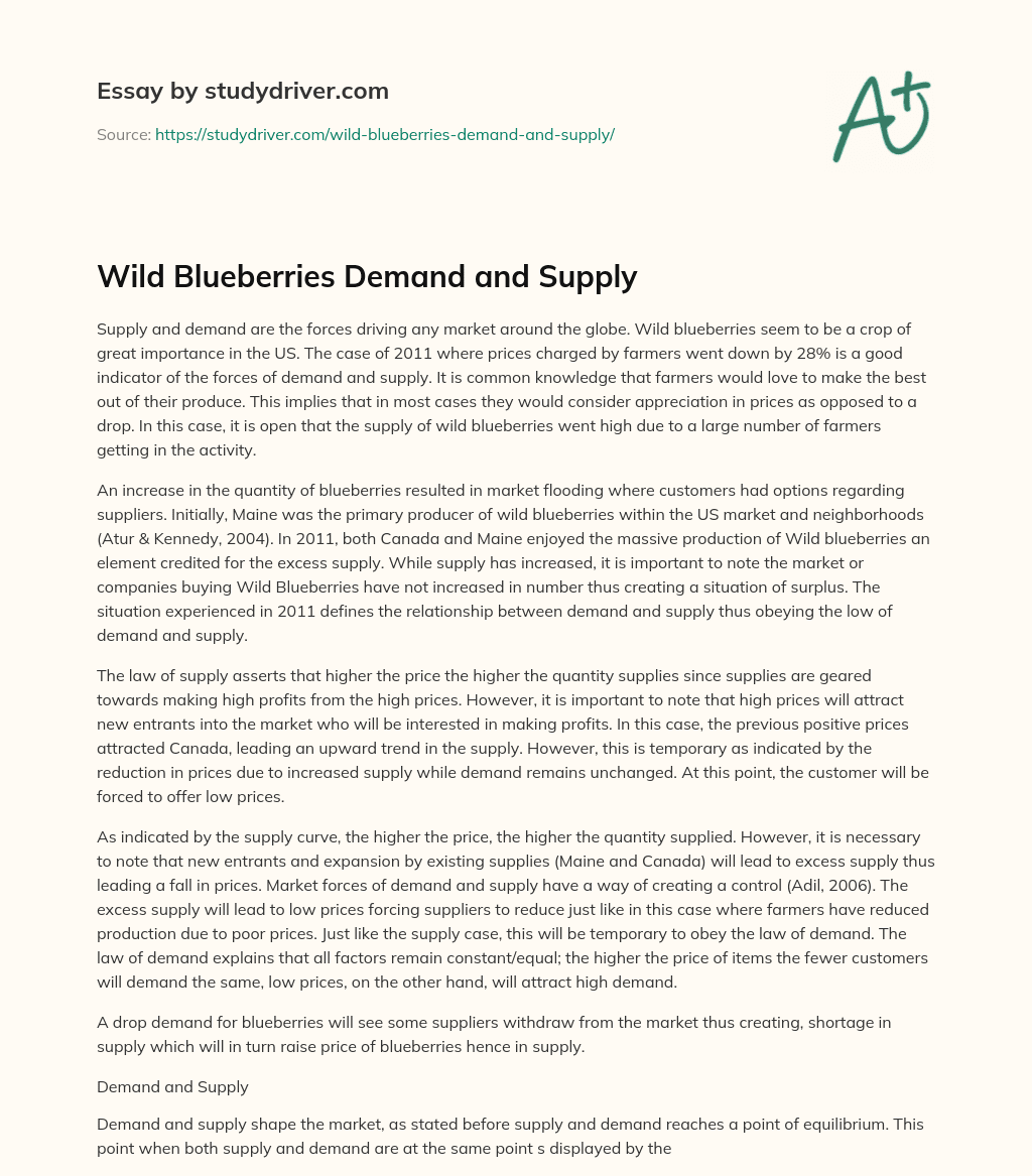 Wild Blueberries Demand and Supply essay