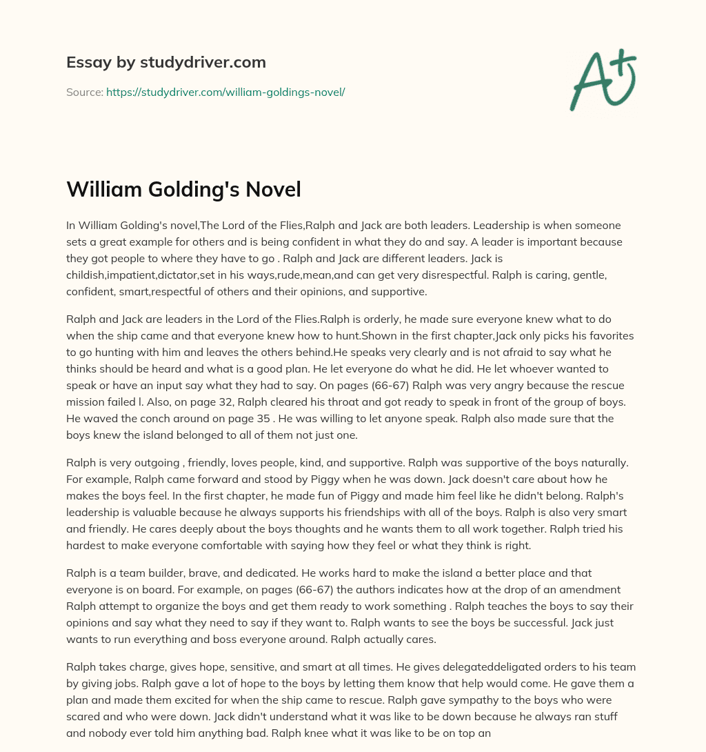 William Golding’s Novel essay