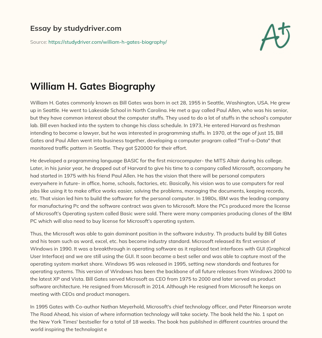 William H. Gates Biography essay