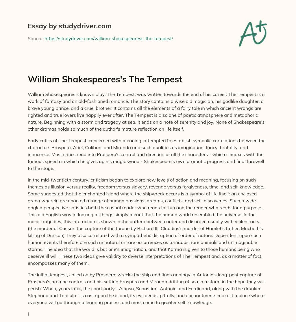the tempest essay on forgiveness