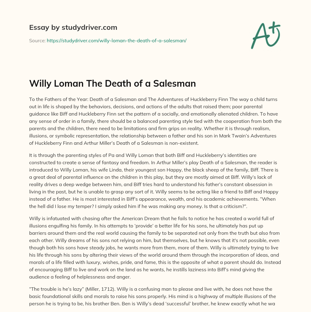 Willy Loman the Death of a Salesman essay