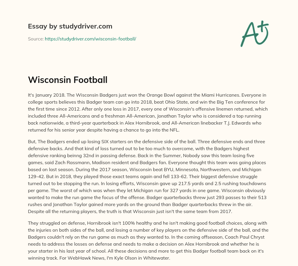 Wisconsin Football essay