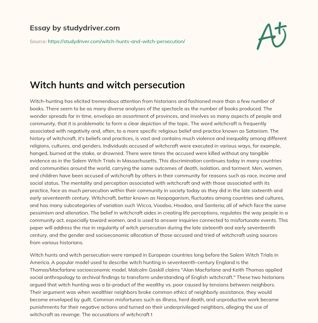 Witch Hunts and Witch Persecution essay