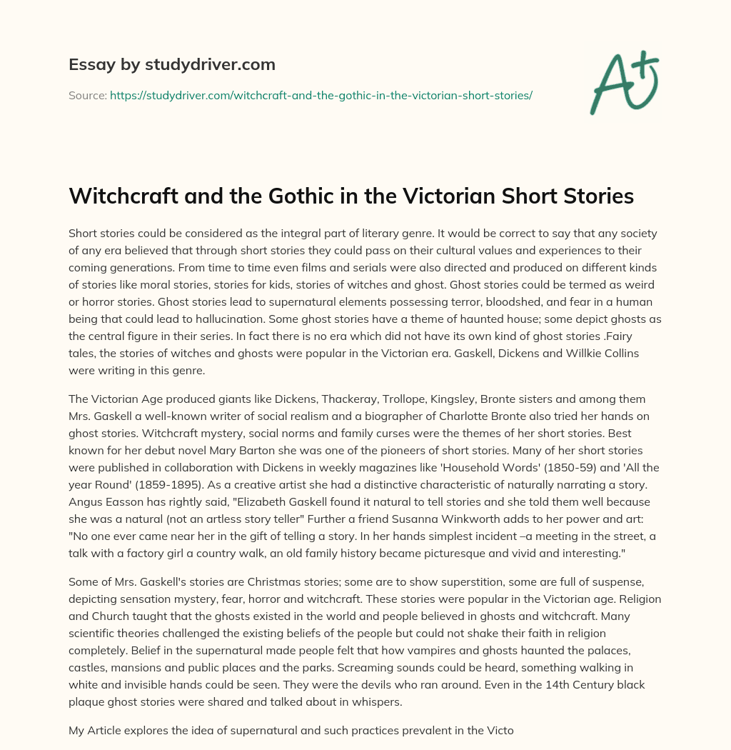 Witchcraft and the Gothic in the Victorian Short Stories essay