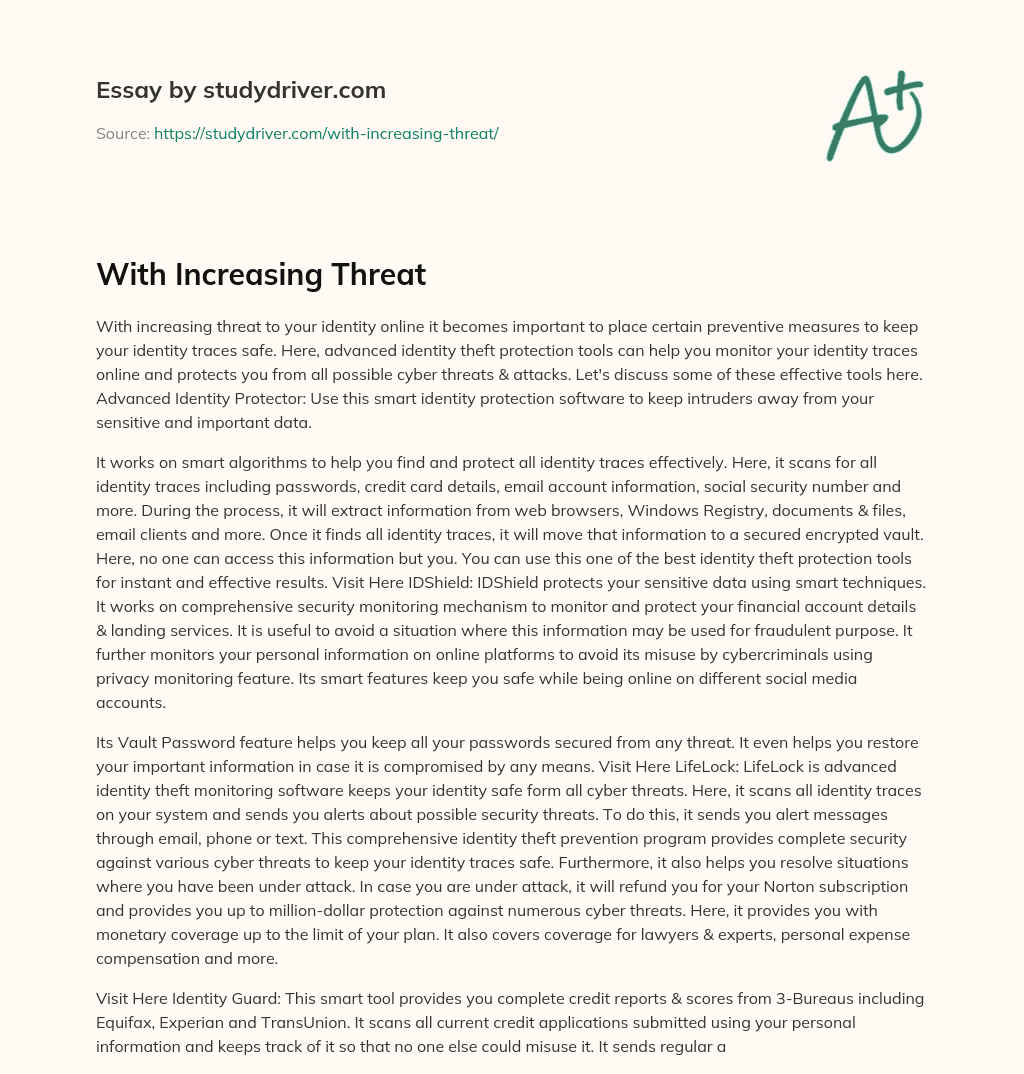 With Increasing Threat essay