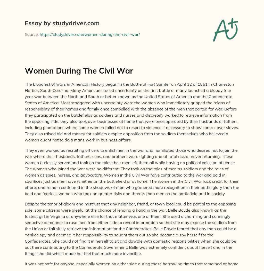 Women during the Civil War essay