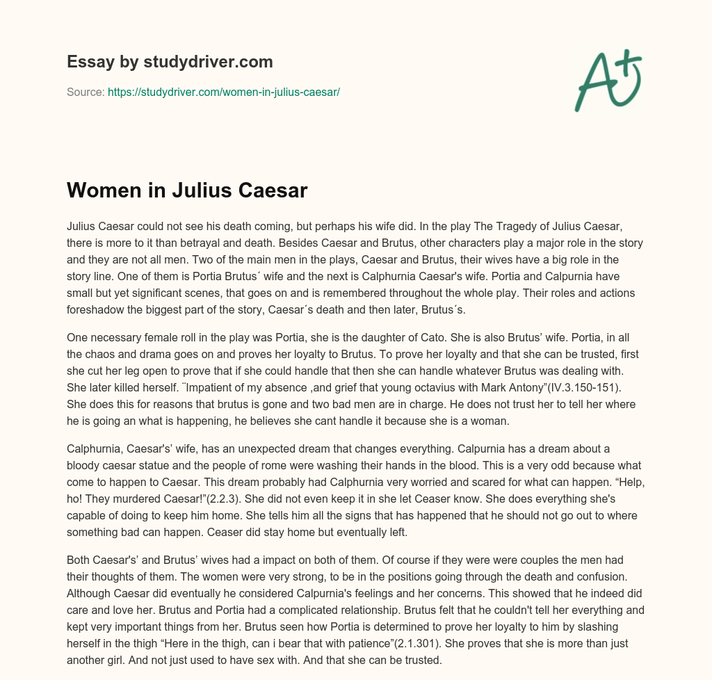 Women in Julius Caesar essay