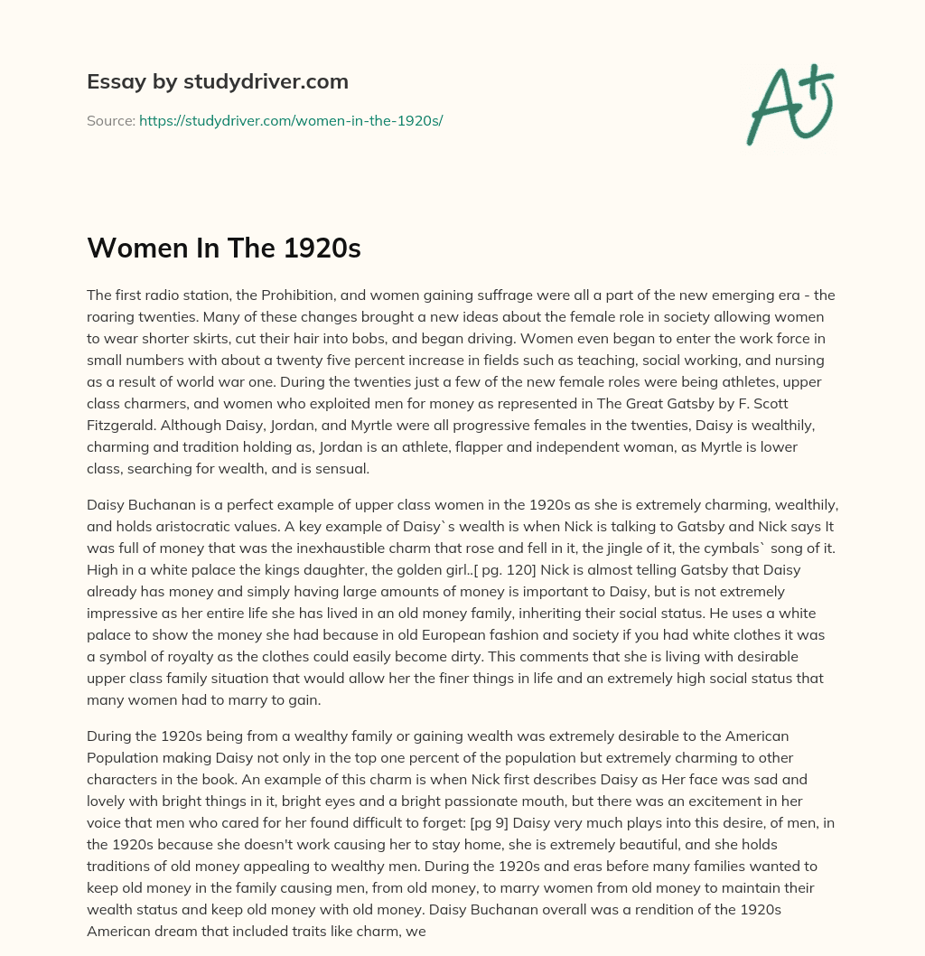 Women in the 1920s essay
