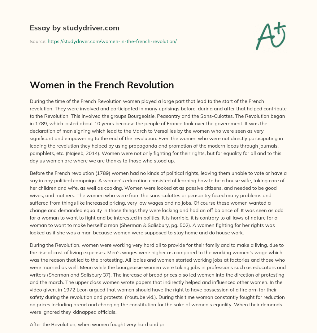 Women in the French Revolution essay