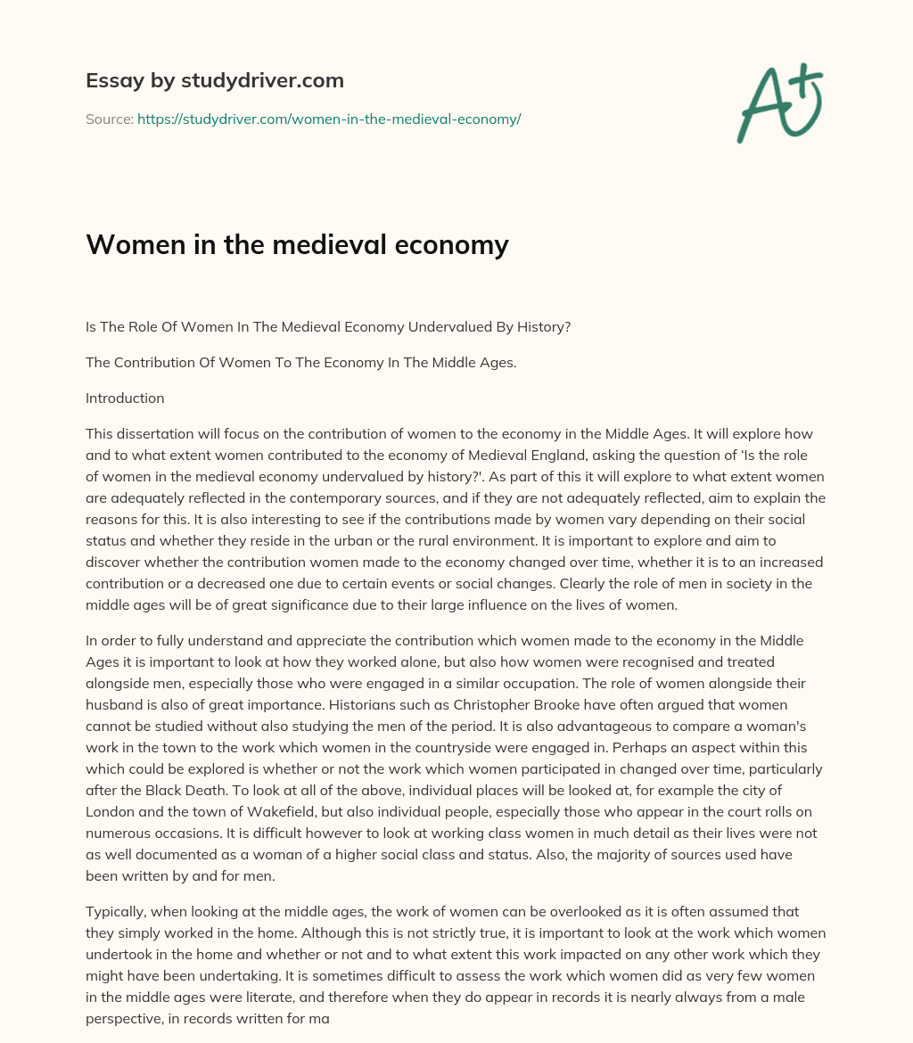 Women in the Medieval Economy essay