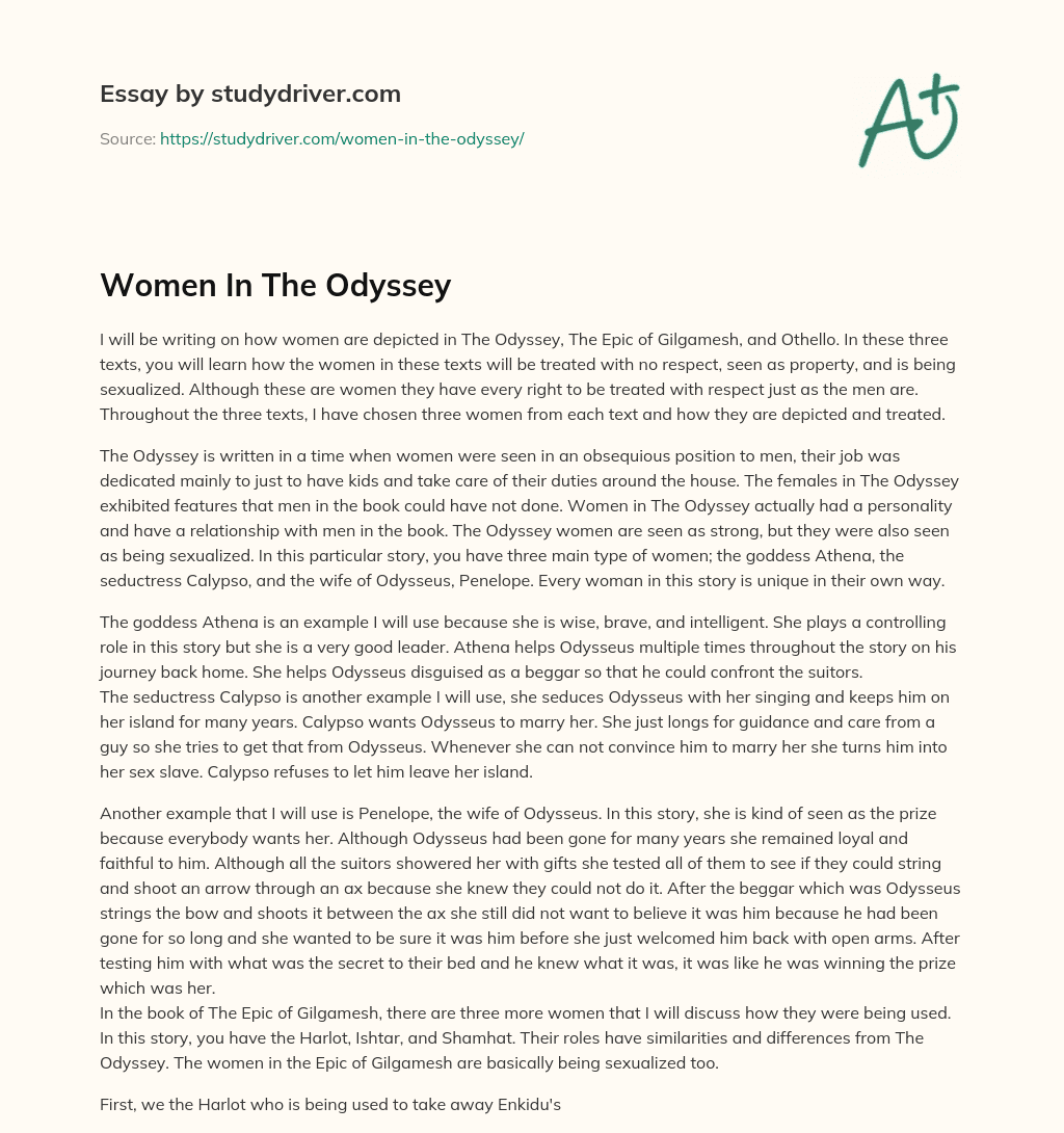 Women in the Odyssey essay