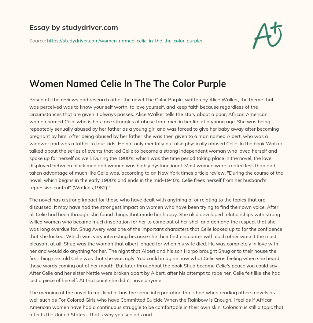 Women Named Celie in the the Color Purple essay