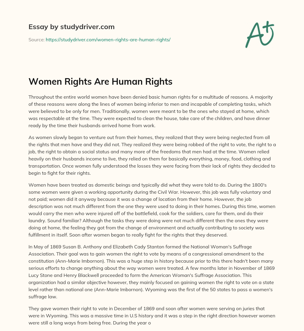 Women Rights are Human Rights essay