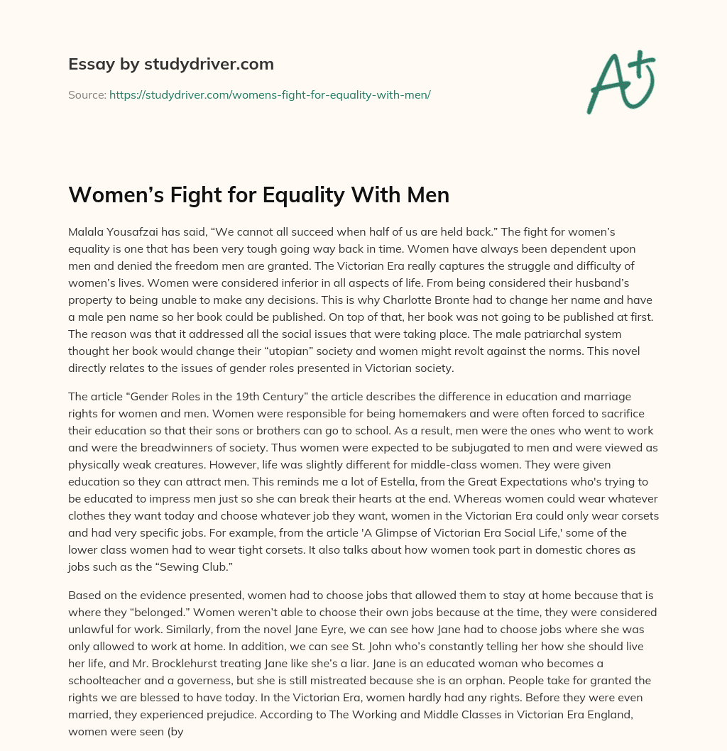 Women’s Fight for Equality with Men essay