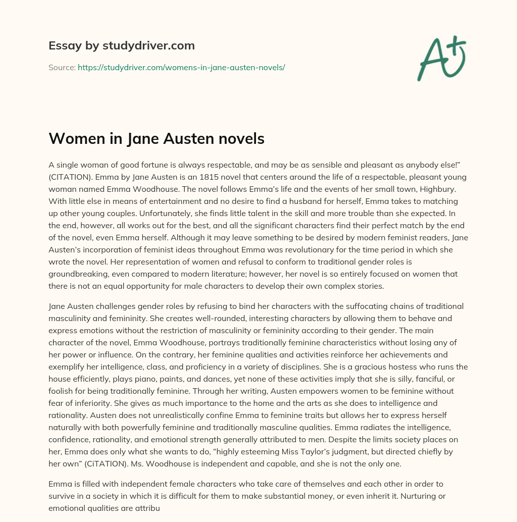 Women in Jane Austen Novels essay