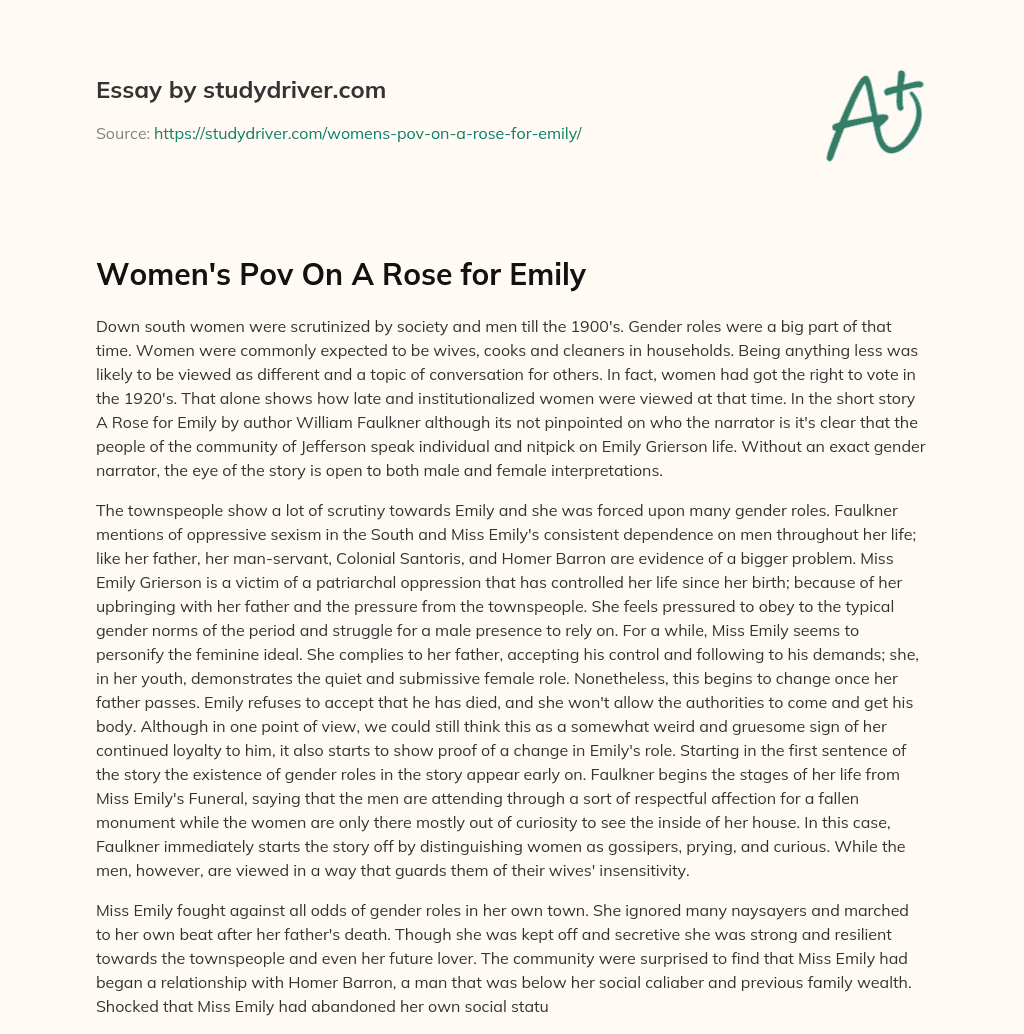 Women’s Pov on a Rose for Emily essay