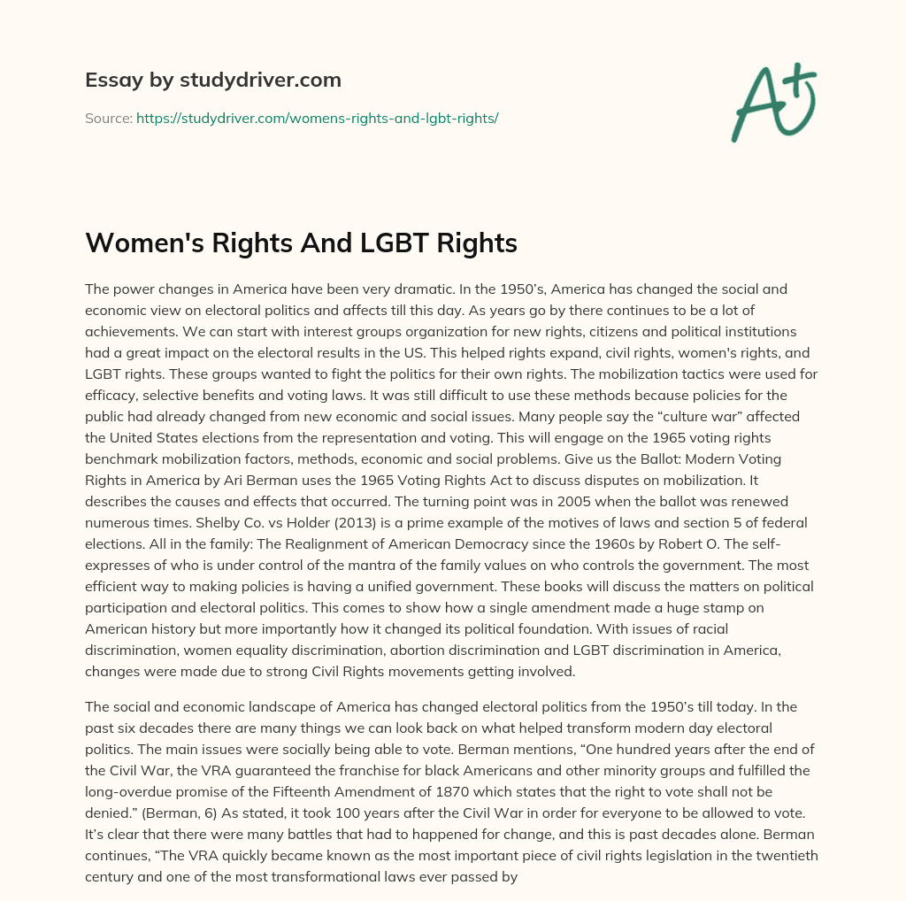 Women’s Rights and LGBT Rights essay
