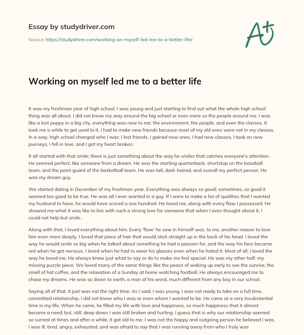 Working on myself Led me to a Better Life essay