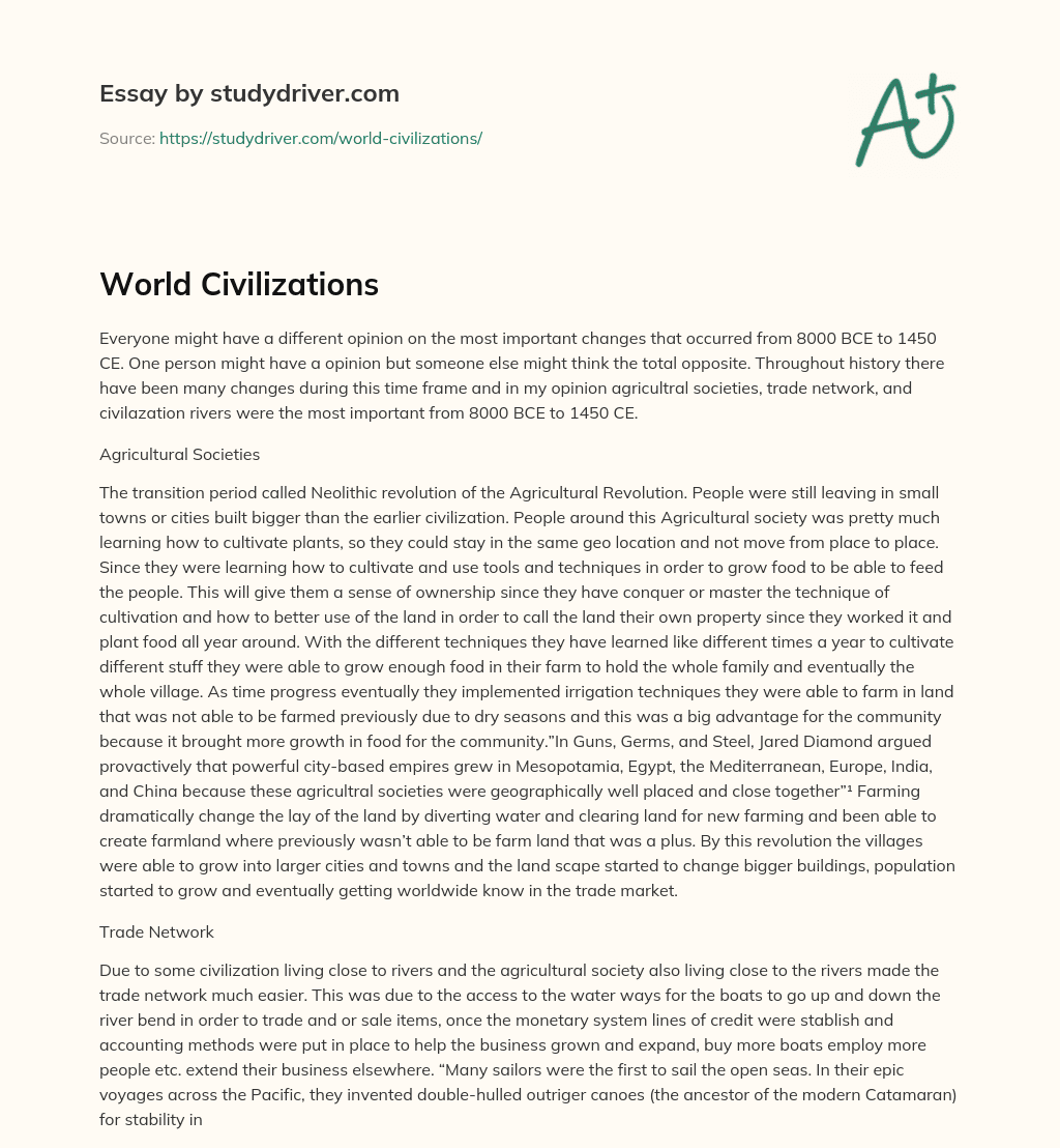 World Civilizations essay
