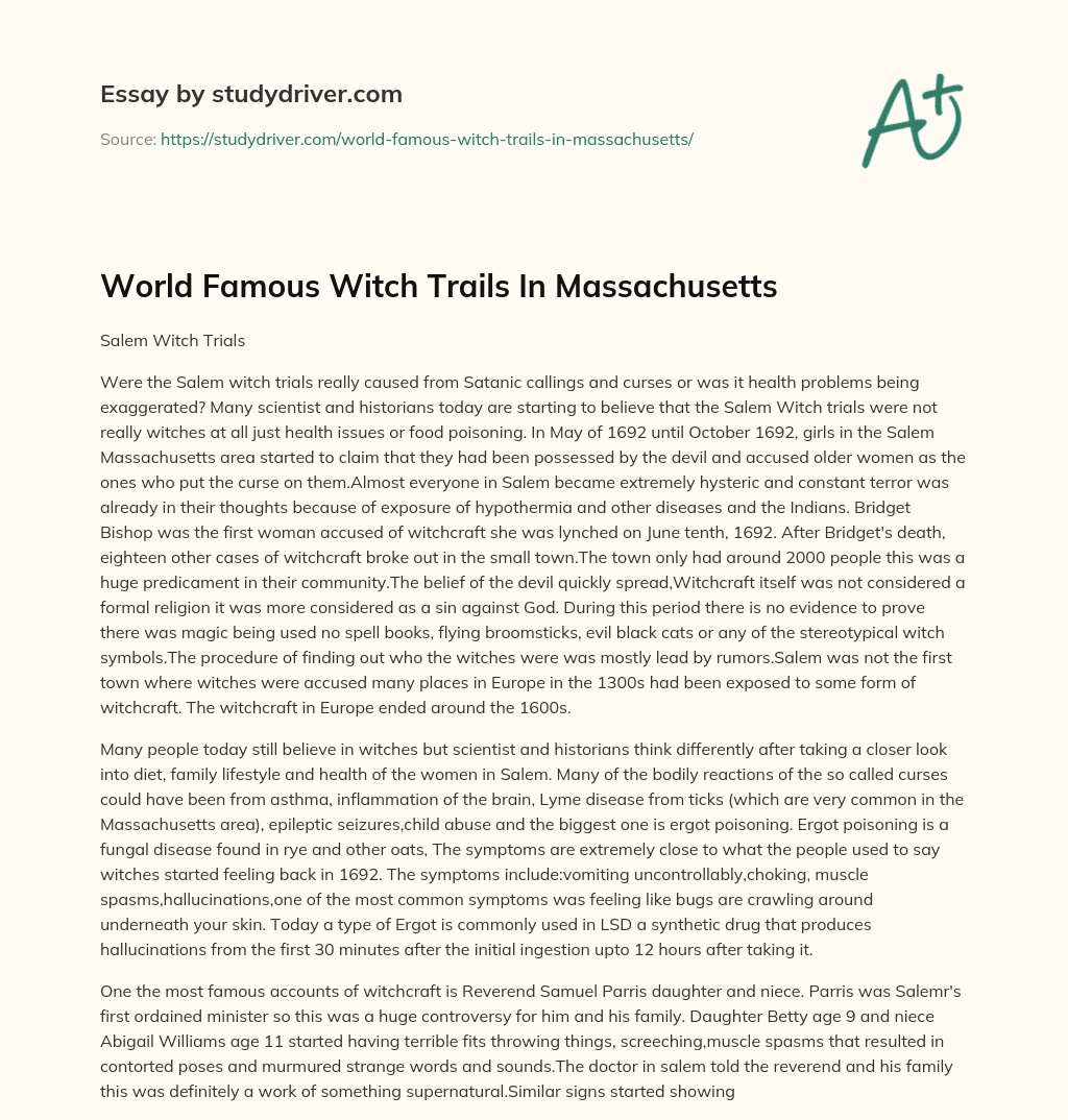 World Famous Witch Trails in Massachusetts essay