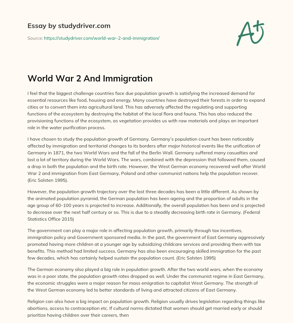 World War 2 and Immigration essay
