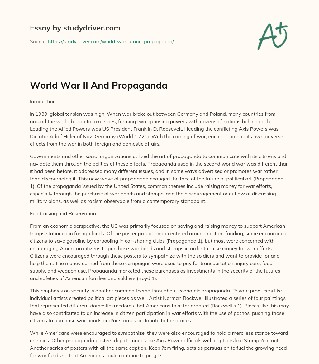 World War II and Propaganda essay
