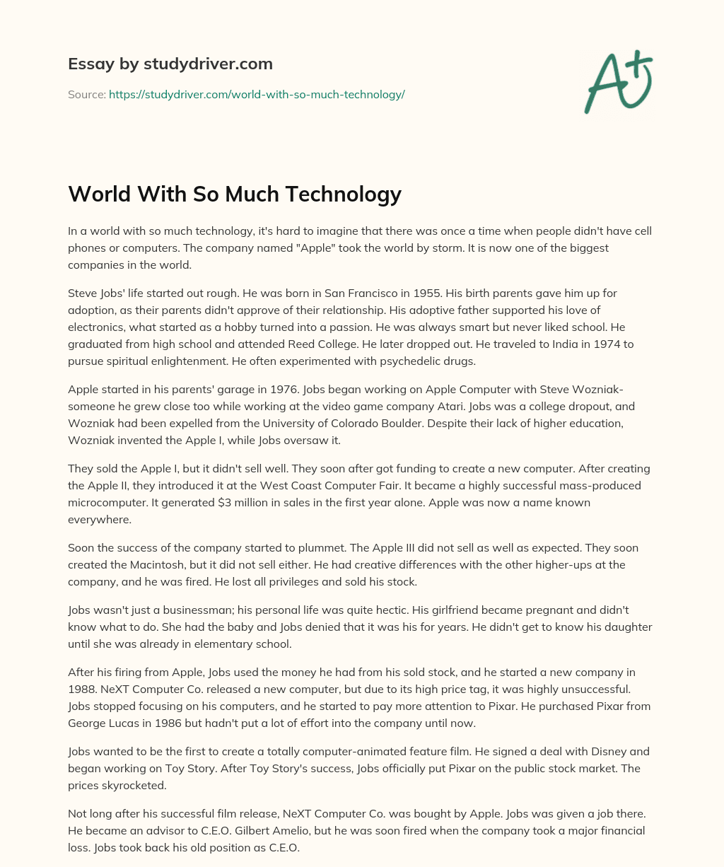 World with so Much Technology essay