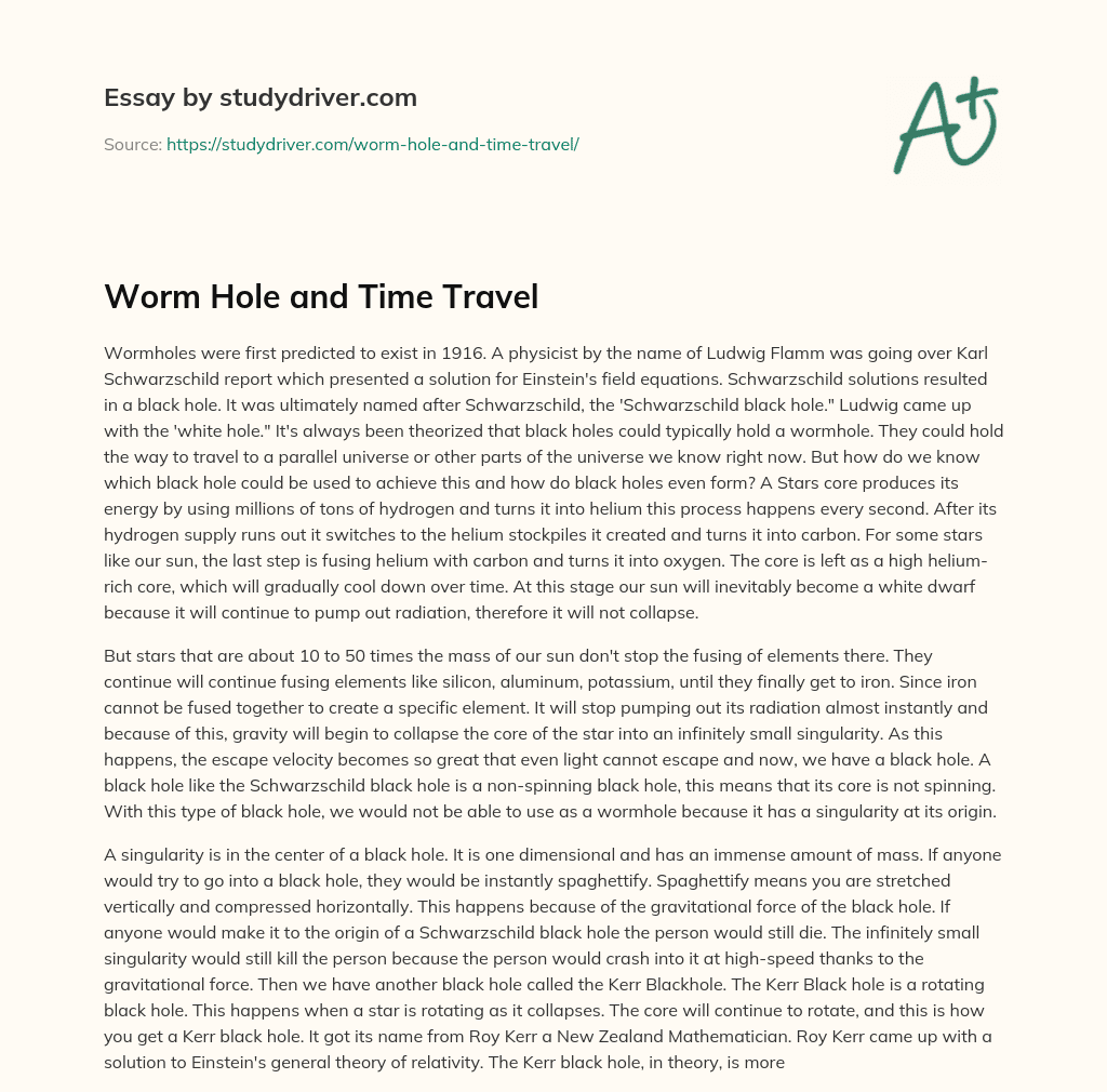 Worm Hole and Time Travel essay