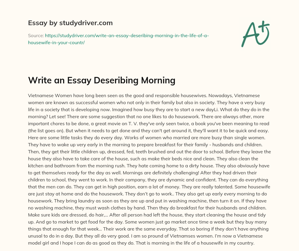 Write an Essay Deseribing Morning essay