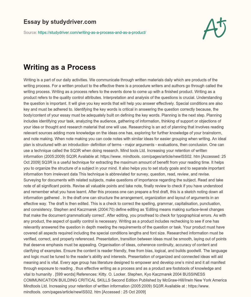Writing as a Process essay
