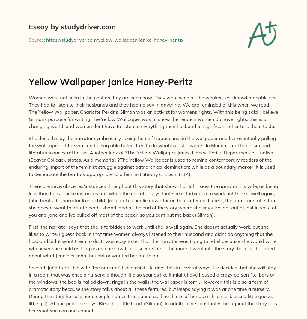 Yellow Wallpaper Janice Haney-Peritz essay