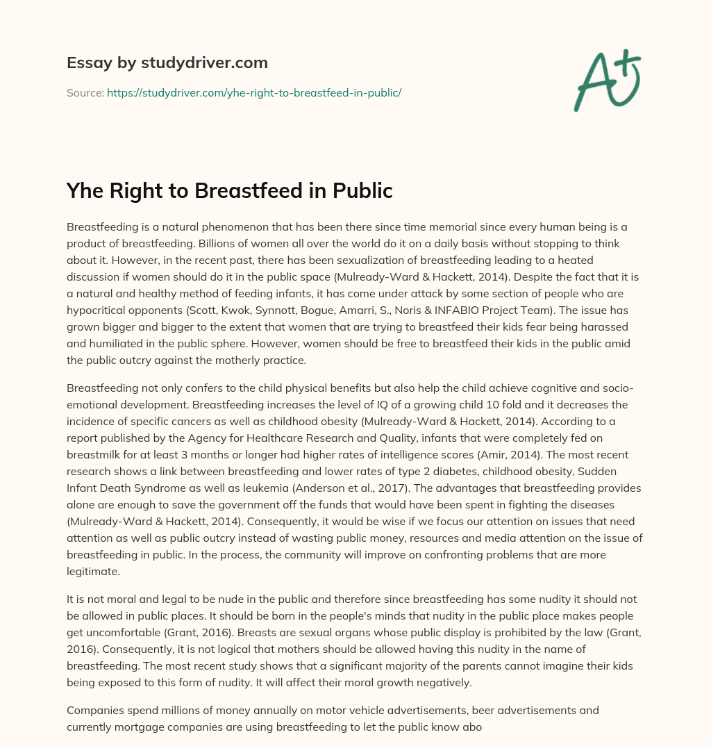 Yhe Right to Breastfeed in Public essay