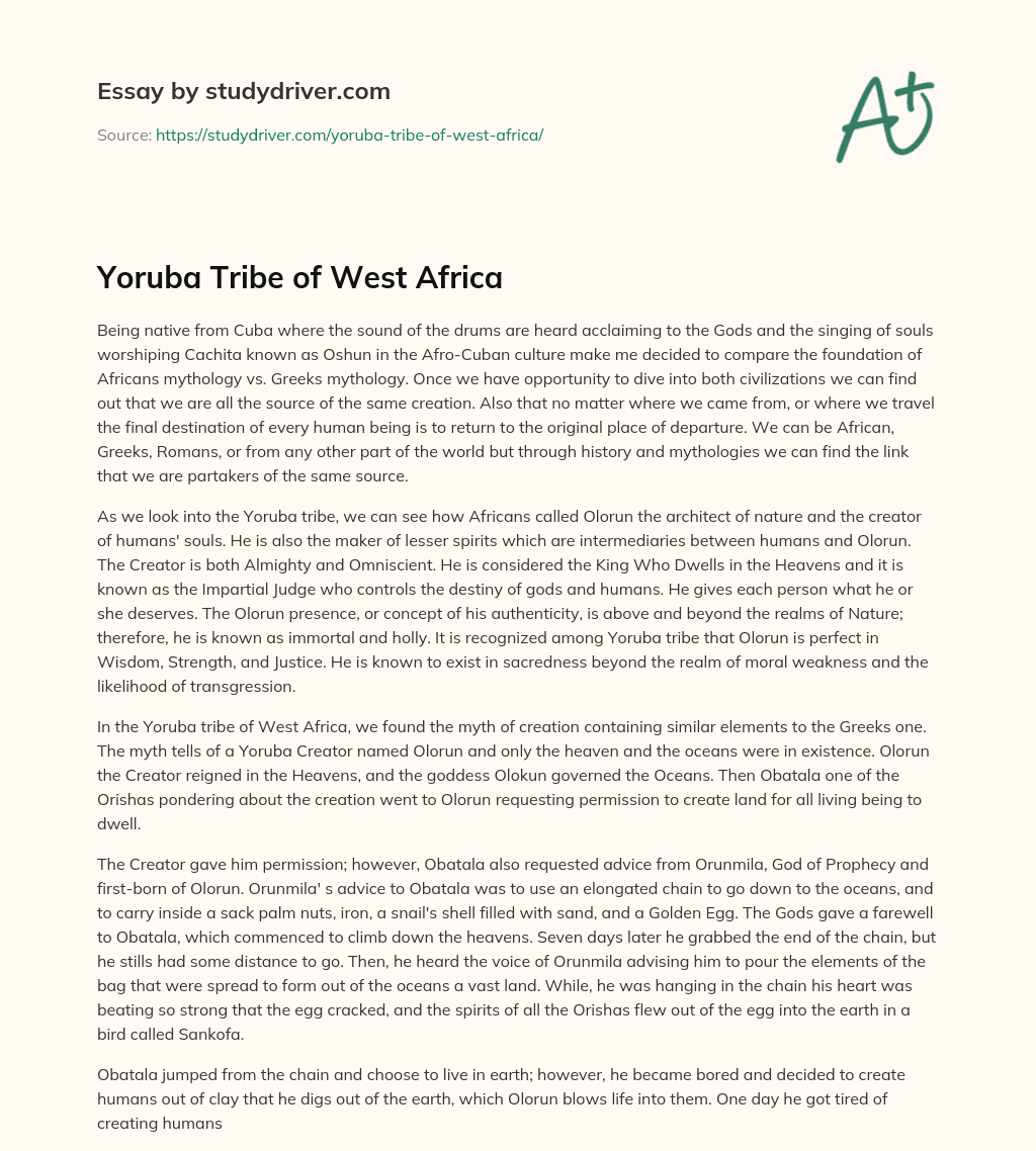 Yoruba Tribe of West Africa essay