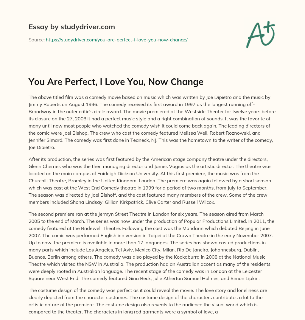 You are Perfect, i Love You, Now Change essay