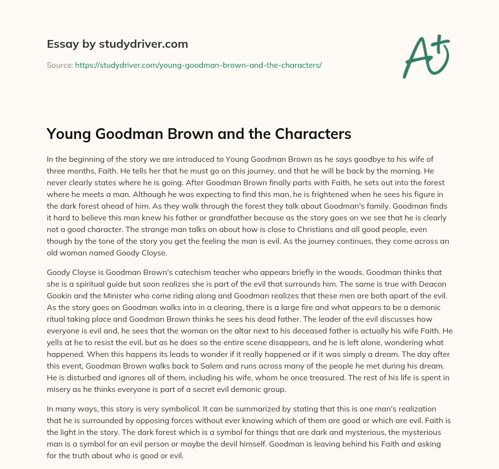 Young Goodman Brown and the Characters essay