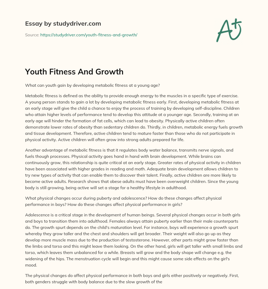 Youth Fitness and Growth essay